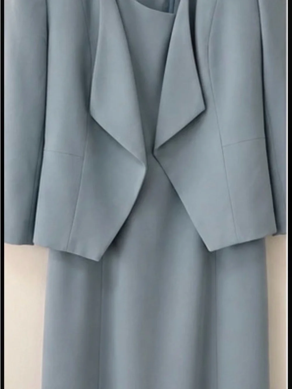 Tahari Light Blue Draped Blazer and Skirt Set
